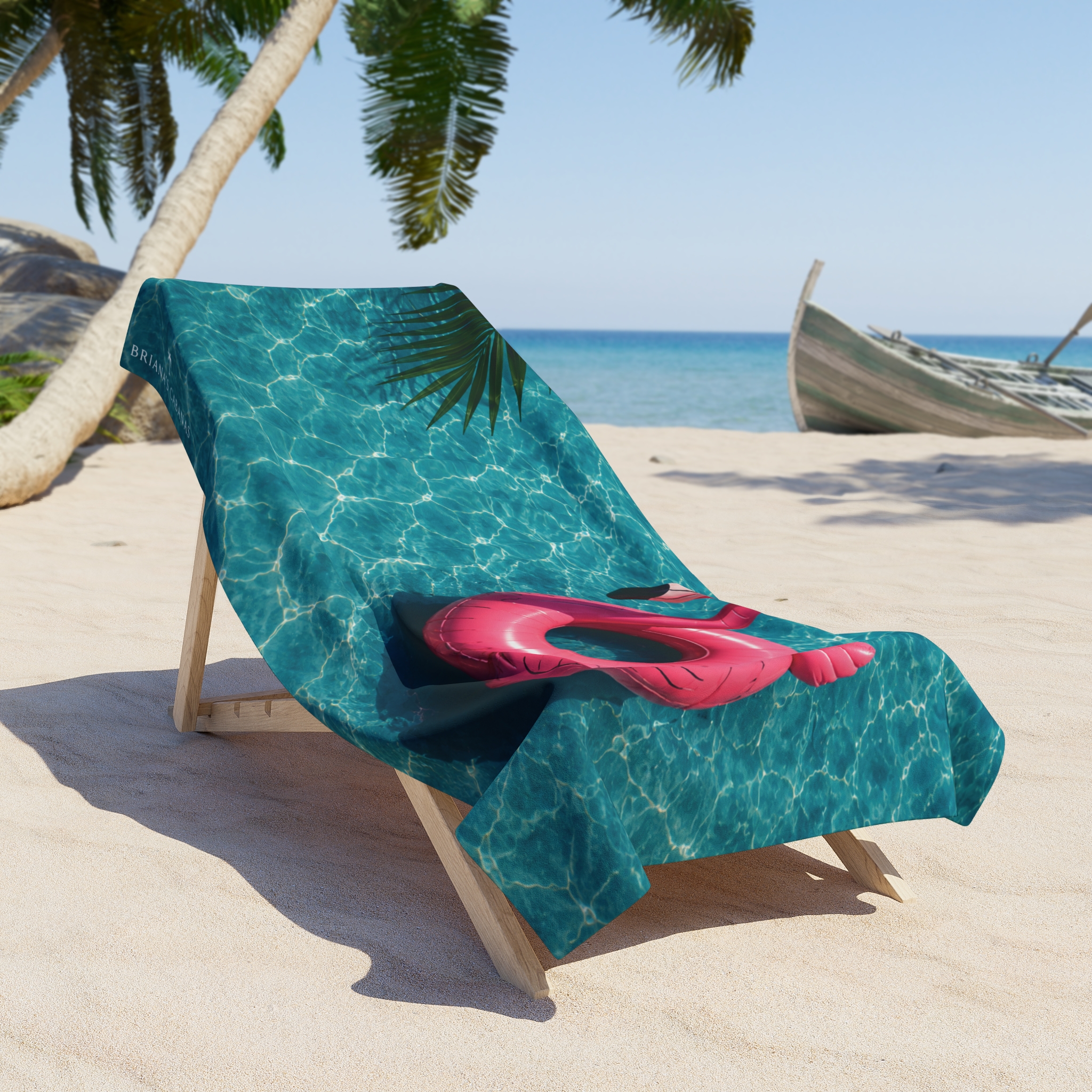 Pink Flamingo Pool Beach Towel | Tropical Resort Towel - Image 5