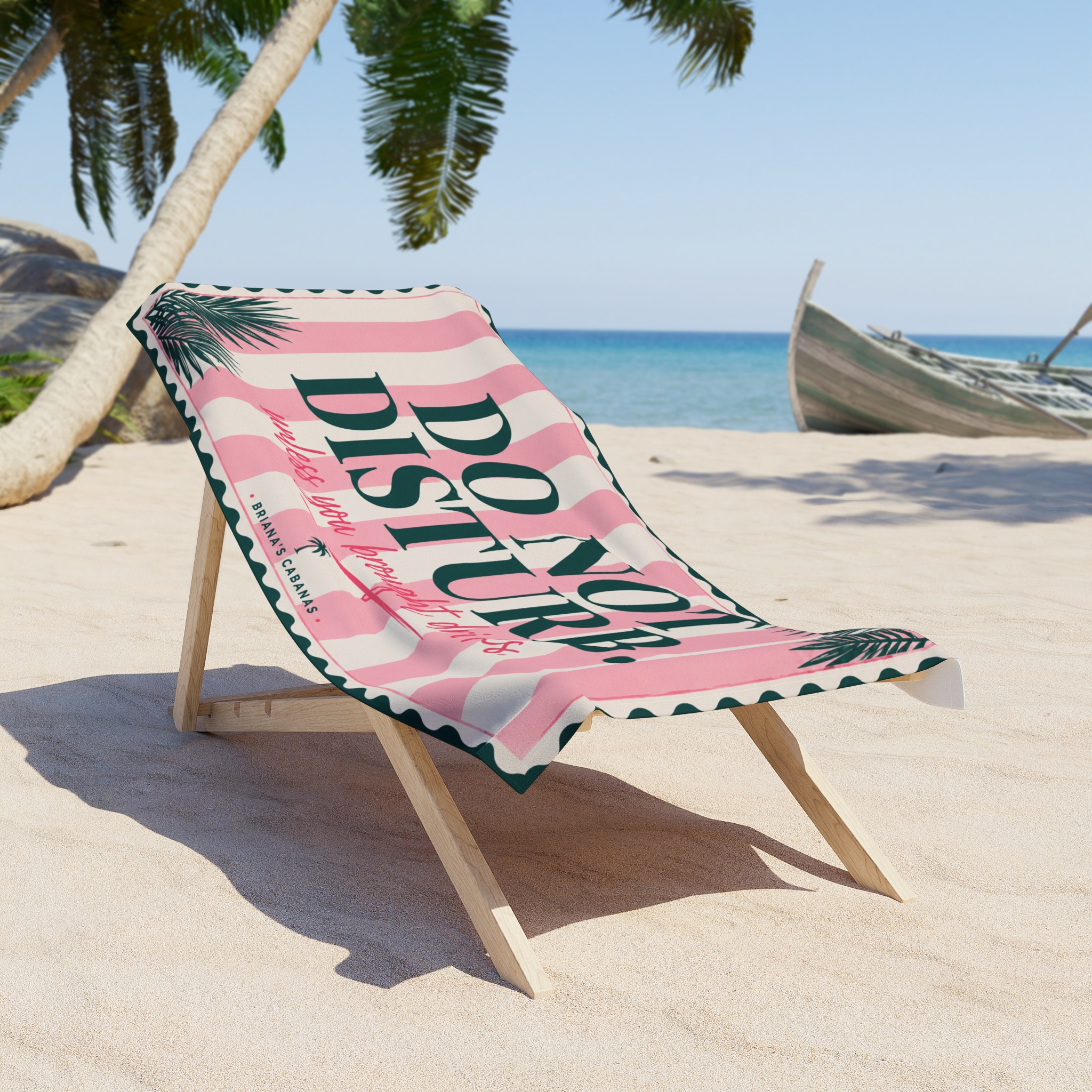 Do Not Disturb Beach Towel — Pink Stripe “Unless You Brought Drinks” Resort Towel - Image 3