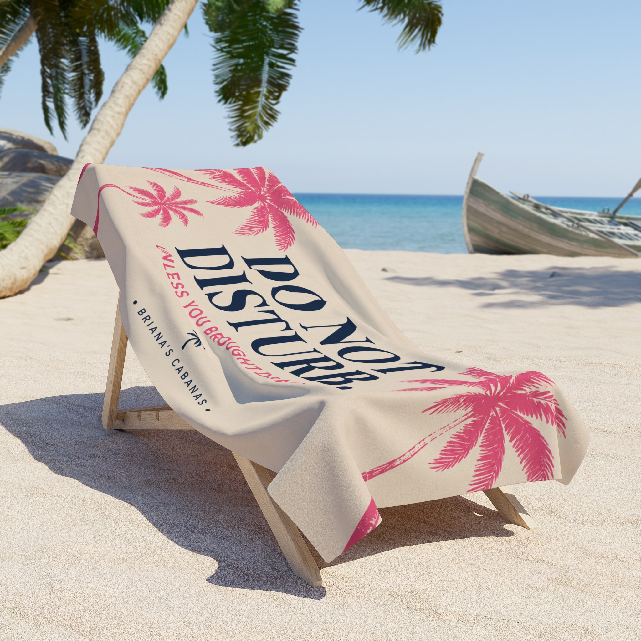 Do Not Disturb Beach Towel — Unless You Brought Drinks | Pink Palm Resort Towel - Image 5