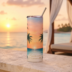 Briana’s Cabanas Sunset Palm 20 oz Tumbler | Coastal Travel Cup