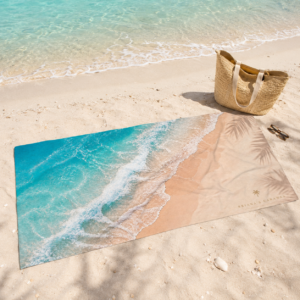Briana’s Cabanas Aerial Ocean Beach Towel | Turquoise Shoreline Resort Towel