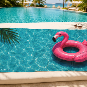 Pink Flamingo Pool Beach Towel | Tropical Resort Towel