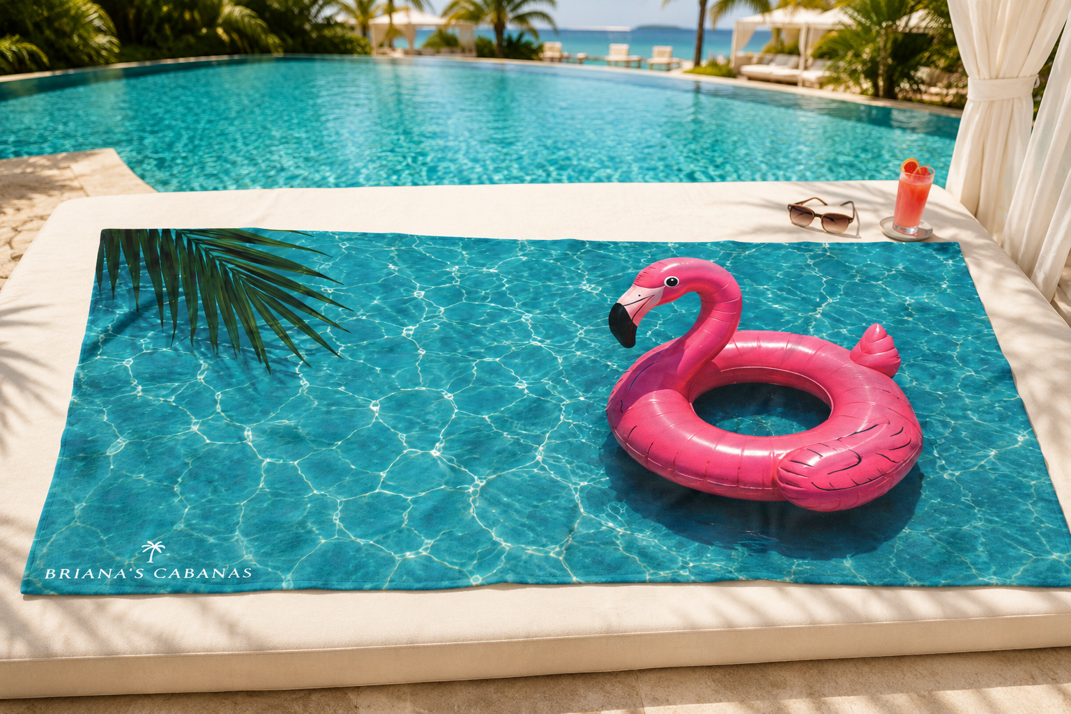 Pink Flamingo Pool Beach Towel | Tropical Resort Towel