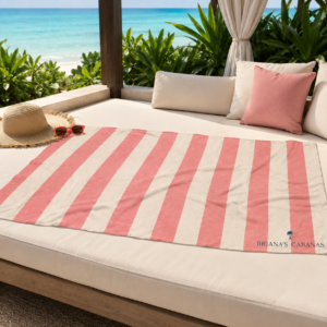 Coral Cabana Stripe Beach Towel | Pink & Cream Resort Towel