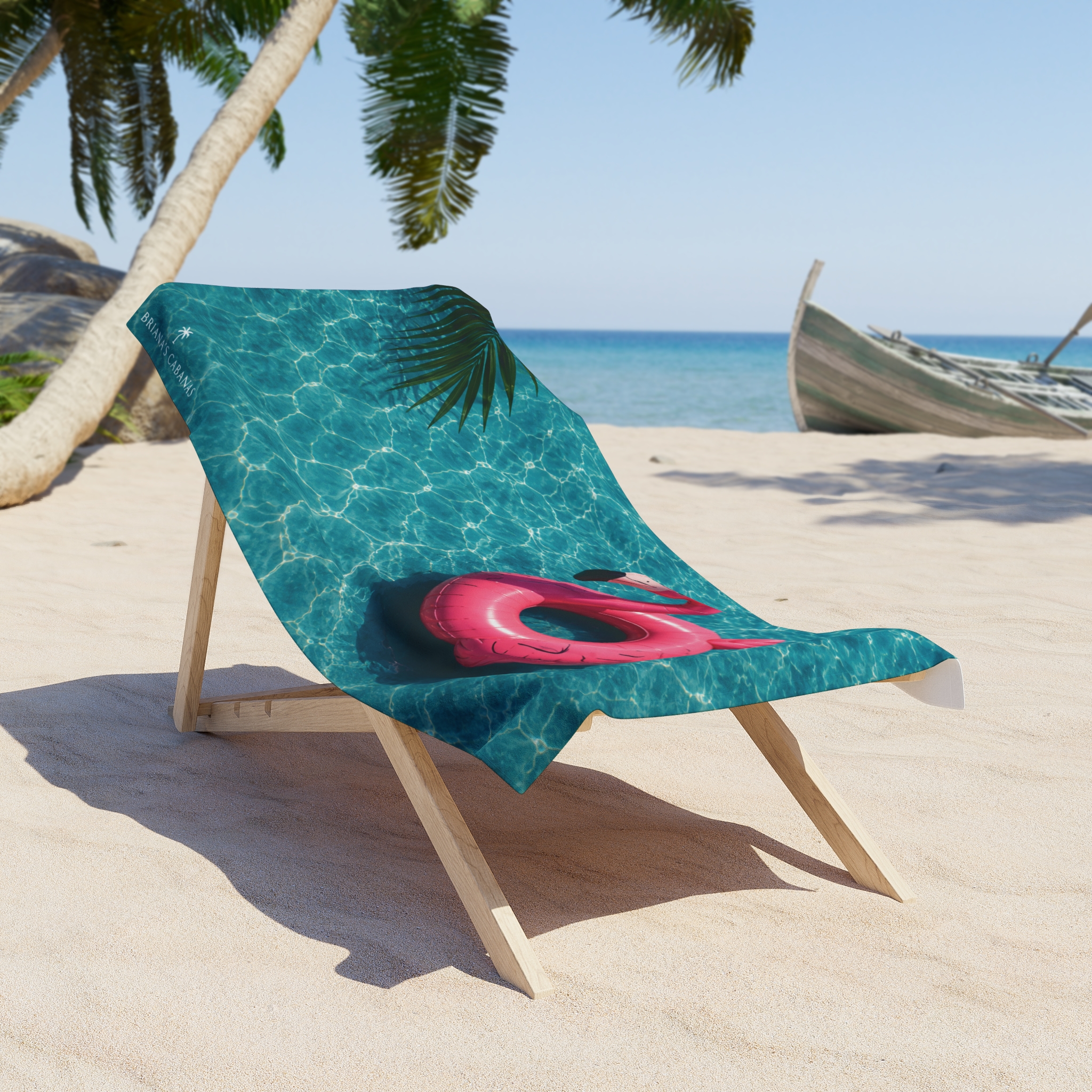 Pink Flamingo Pool Beach Towel | Tropical Resort Towel - Image 3