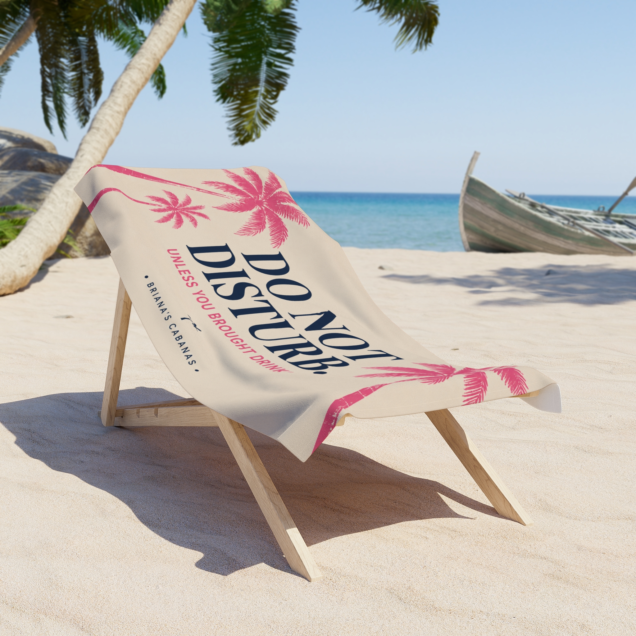 Do Not Disturb Beach Towel — Unless You Brought Drinks | Pink Palm Resort Towel - Image 3