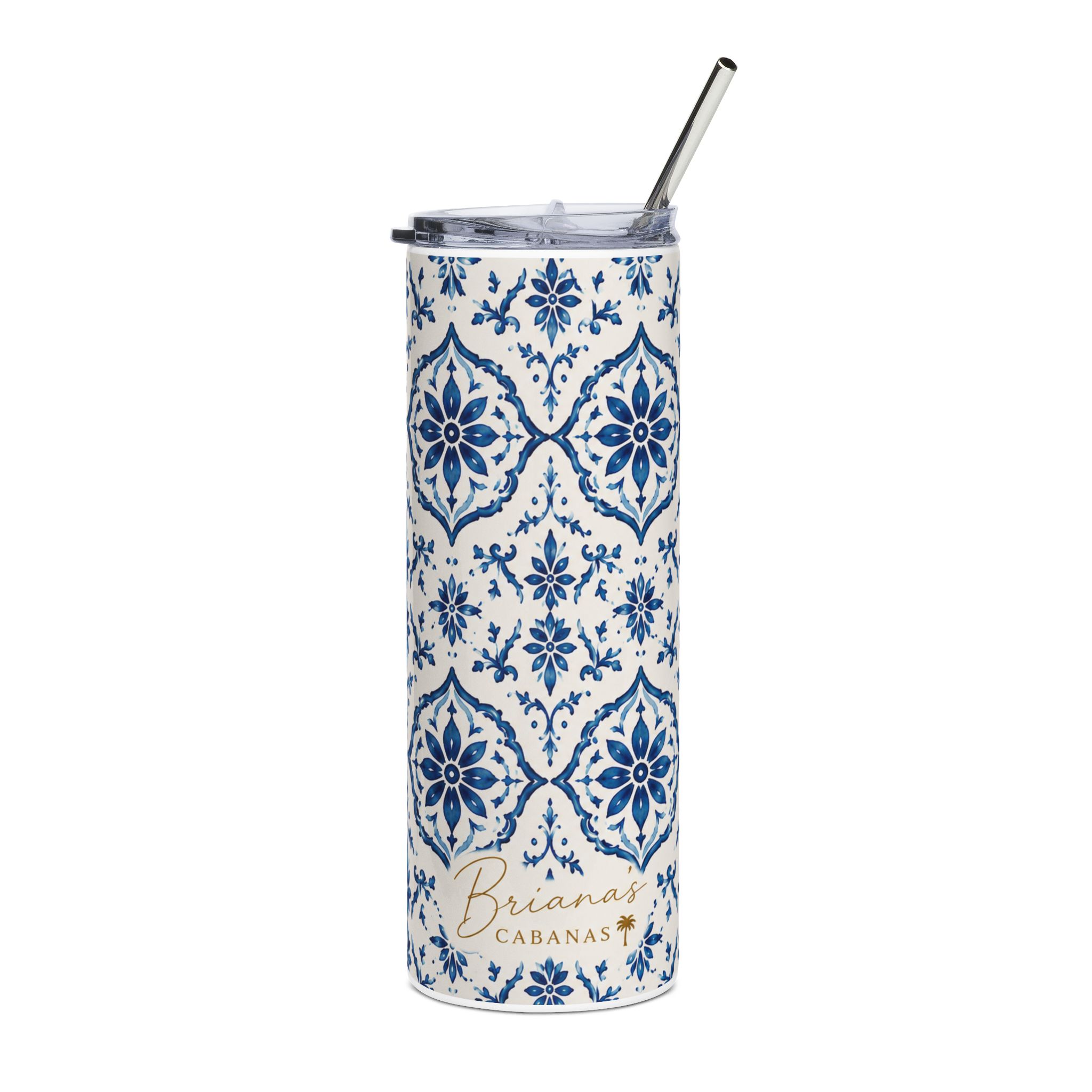 Briana’s Cabanas Mediterranean Blue Tile 20 oz Tumbler - Image 3