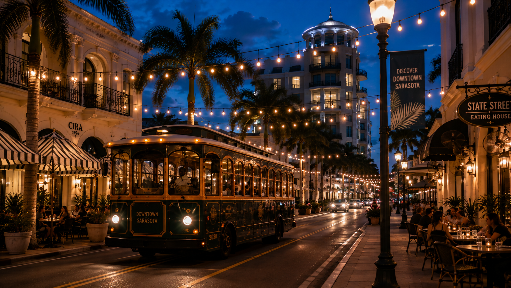 Downtown Sarasota at night