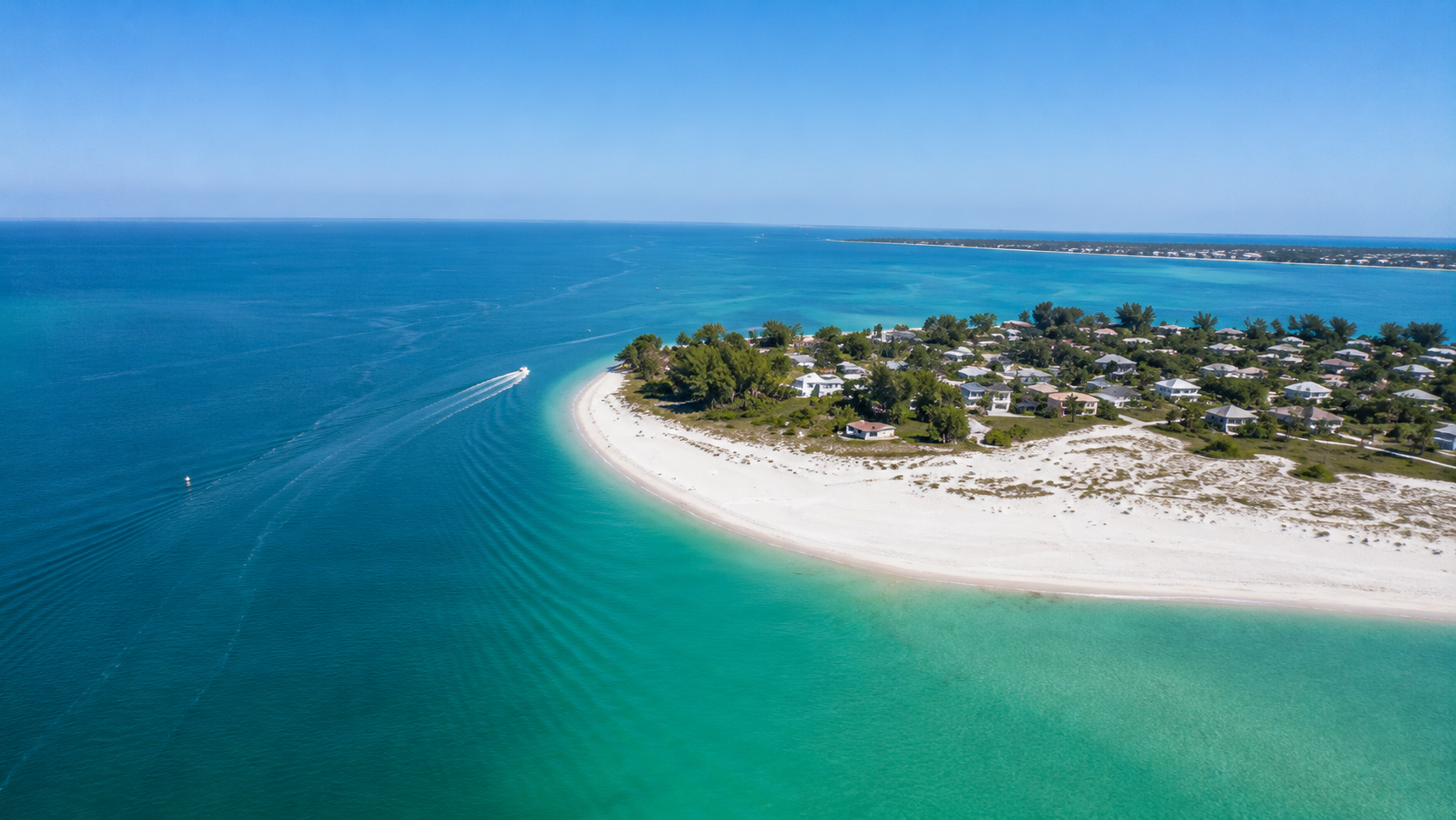 Aerial view of Bean Point on Anna Maria Island