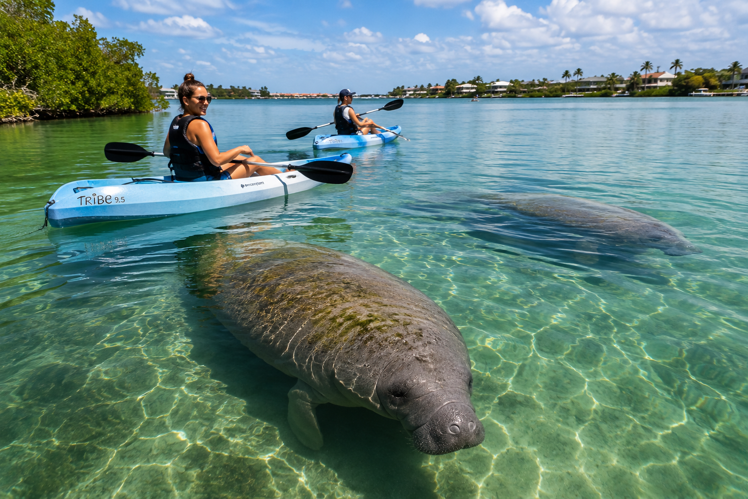 Kayaking near manatees around Anna Maria Island