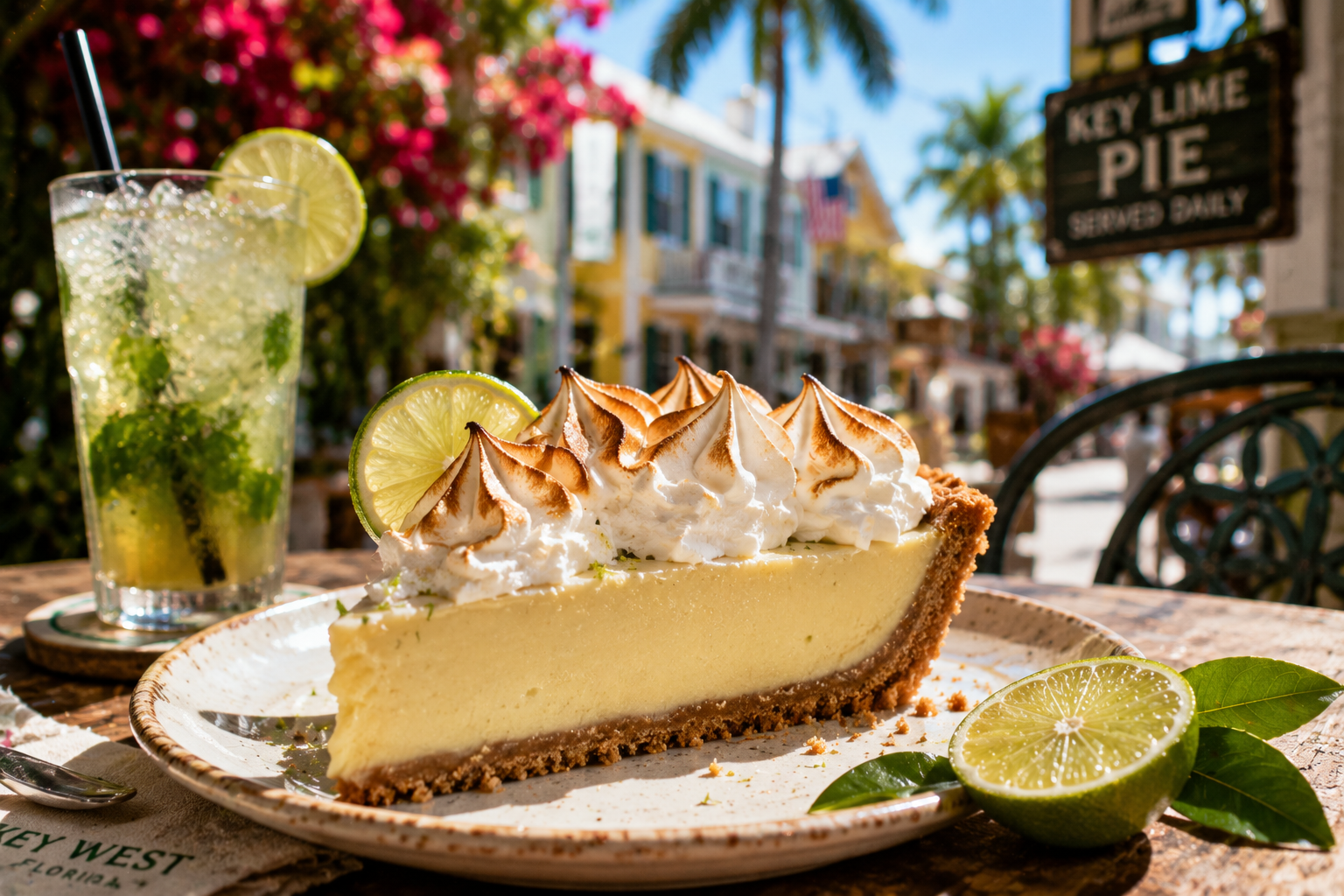 Key lime pie at a tropical Key West cafe
