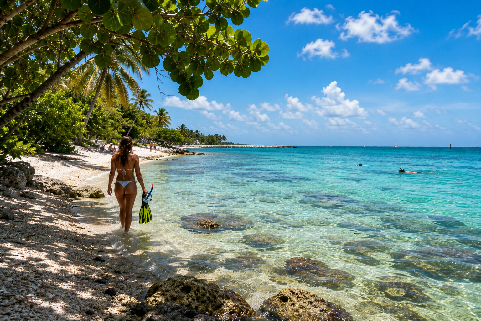Clear turquoise water and rocky shoreline in Key West