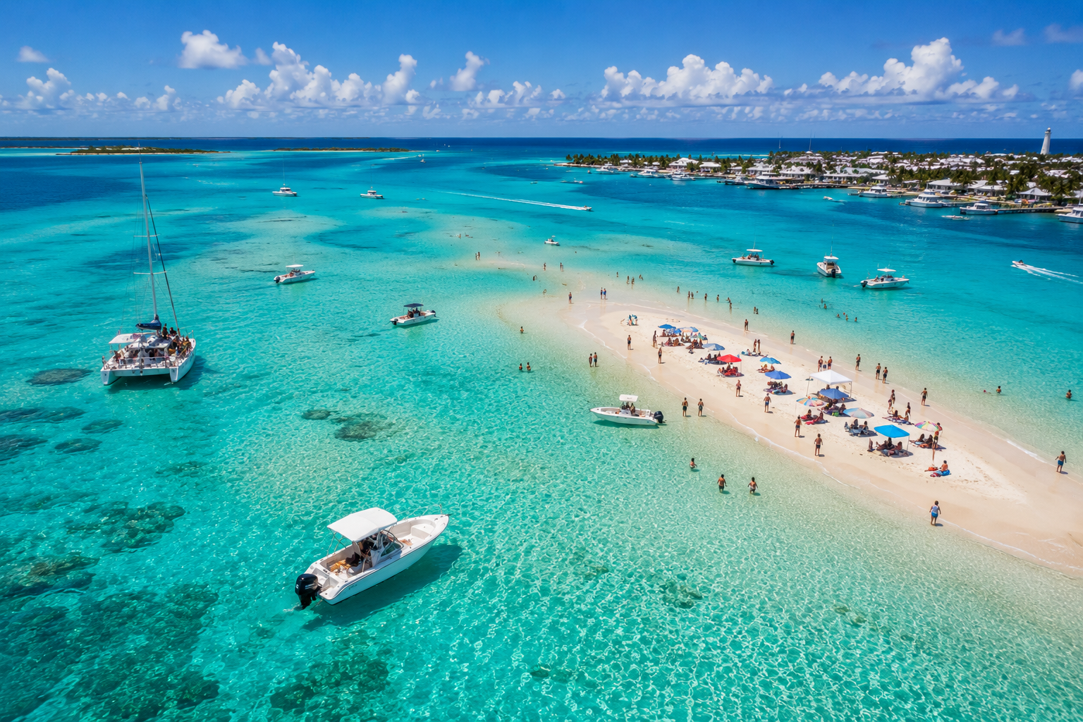 Turquoise water and sandbar near Key West Florida