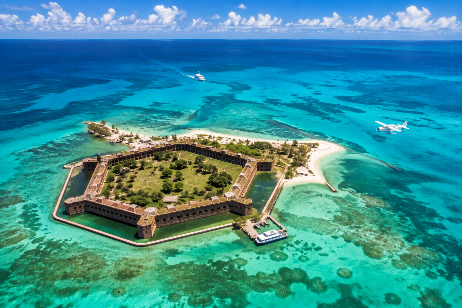 Aerial view inspired by Dry Tortugas and Fort Jefferson