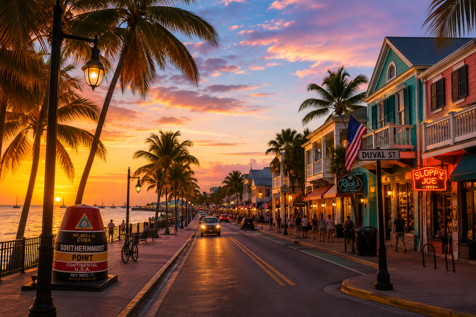 Colorful tropical Key West Florida scene