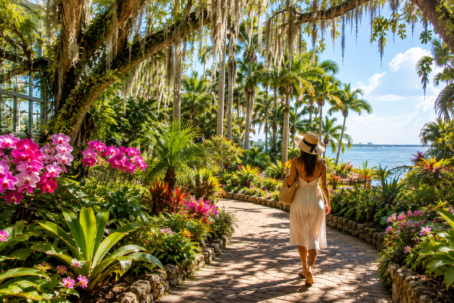Tropical gardens representing Marie Selby Botanical Gardens