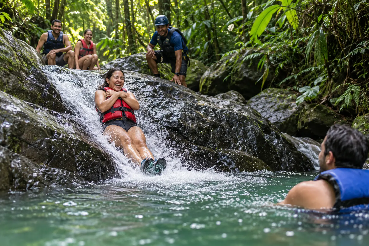 Representative El Yunque rainforest and natural waterslide