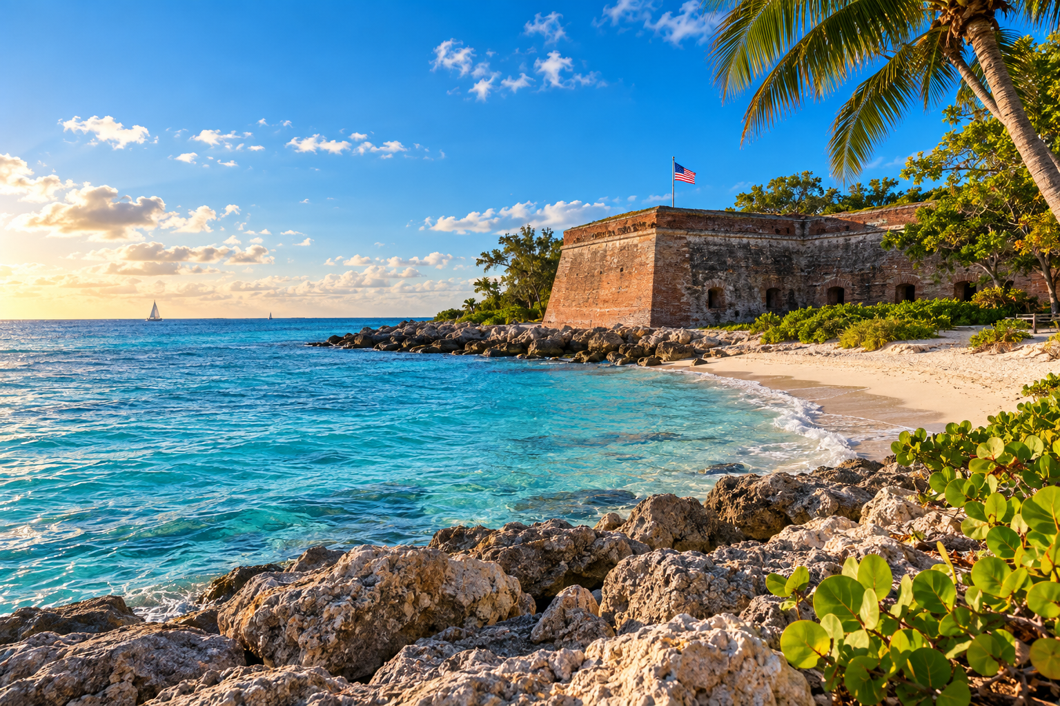 Fort Zachary Taylor Historic State Park and clear Key West water